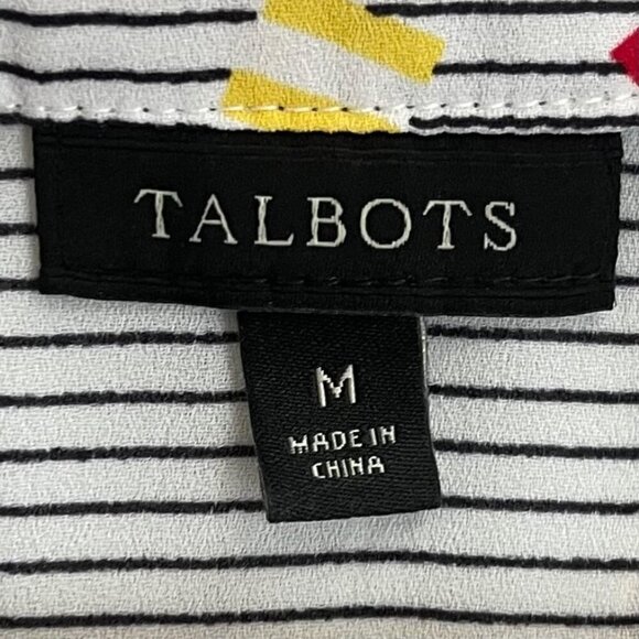 Talbots Women Sleeveless Tie Front Blouse Size M Nautical Print Coastal Boho - Picture 3 of 5